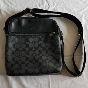 Coach Men's Black and Gray Messenger Bag